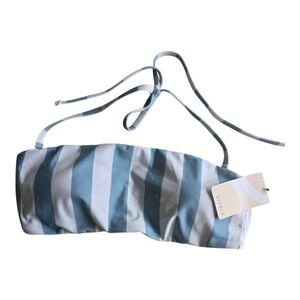Lively Keep Me Hanging On Bikini Bra Womens Sz M Cabana Stripe Blue White New